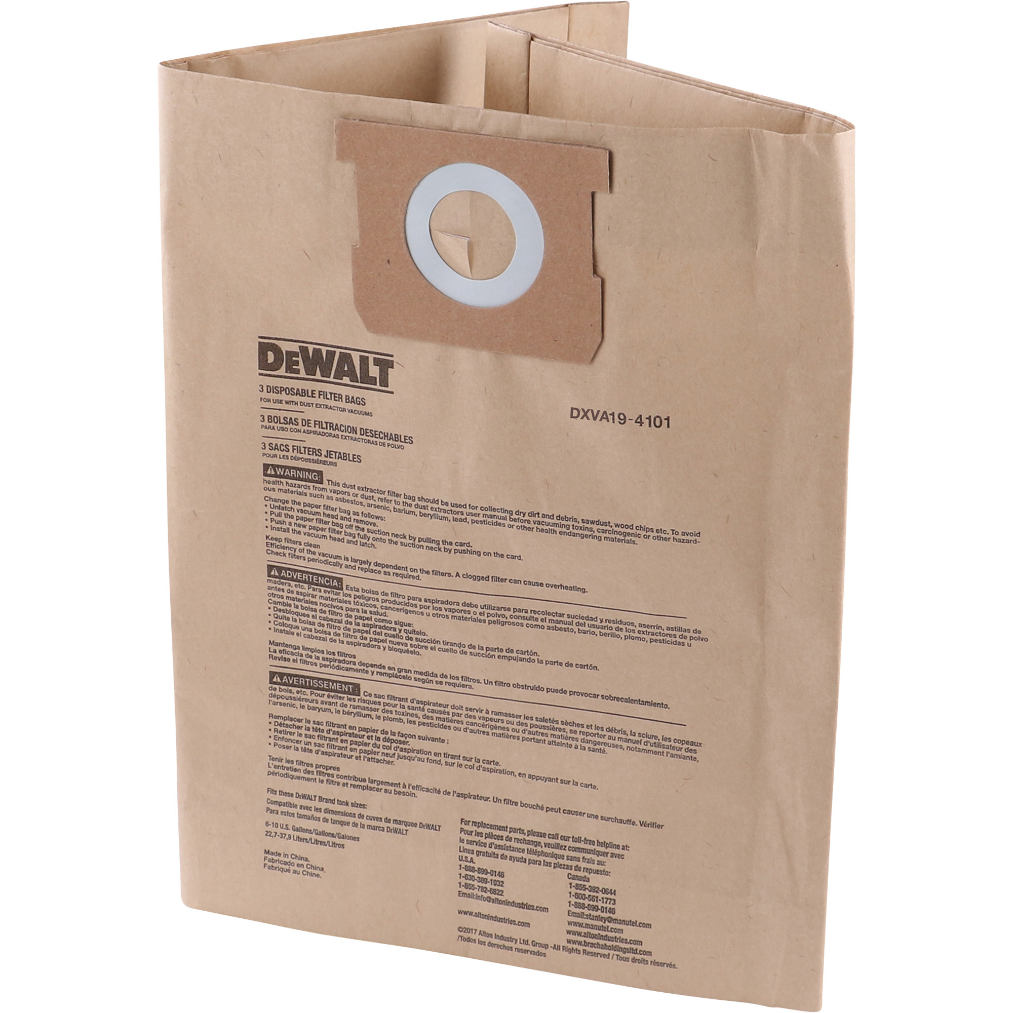 DEWALT 10-Gallon Disposable Vacuum Filter Dust Bags, 3-Pk.